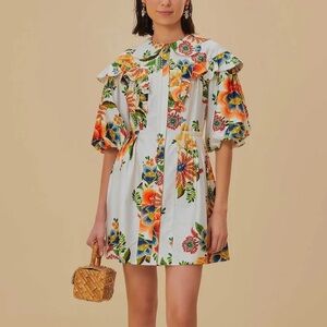 Farm rio delicate garden off white mini dress